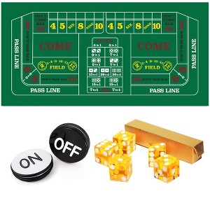 GSE Craps Table Top Game Set, Including A Craps Layout Felt, 5 Casino Dice and A Craps ON/Off Button - 1 of 4
