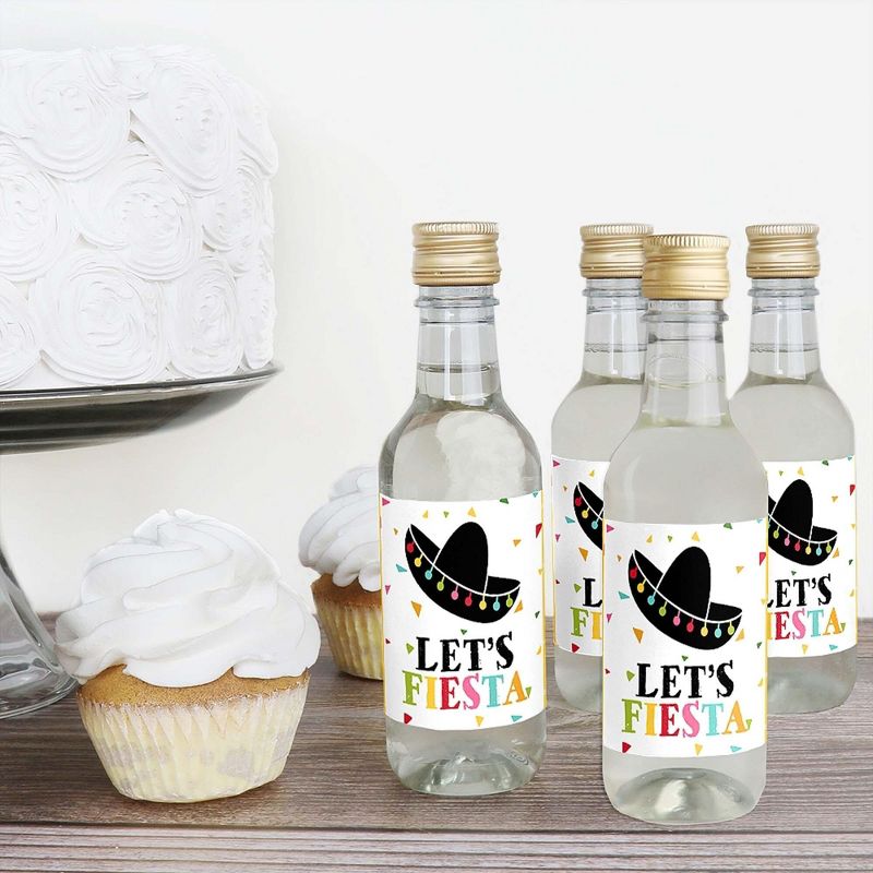 Big Dot of Happiness Let's Fiesta - Mini Wine and Champagne Bottle Label Stickers - Fiesta Favor Gift for Women and Men - Set of 16, 3 of 7