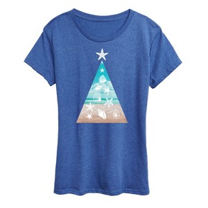 Women's - Instant Message - Photo Real Beach Fill Christmas Tree Short Sleeve Graphic T-Shirt - 1 of 4