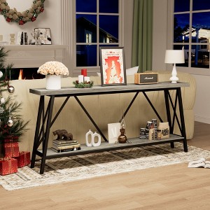CAVINAS 70.9" Extra Long Console Table with 2-Tier Storage,Industrial Entry Table with Metal Legs,Sofa Table for Living Room,Hallway,Entryway - 1 of 4