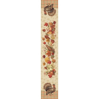 Bountiful Harvest Multicolor Polyester Thanksgiving Table Runner