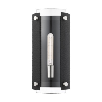 Barcelona Black & Brushed Nickel 1-Light Wall Sconce with Clear Glass