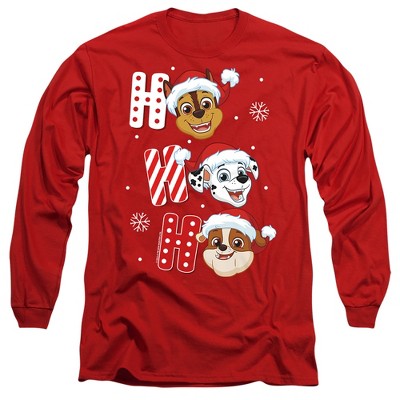 Men’s Paw Patrol Chase Marshall Rubble Christmas Santa Hats Long Sleeve T-Shirt