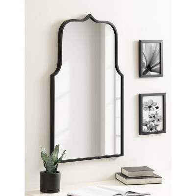 Gezella 22"x36" Black Scalloped Arched Wall Mirror