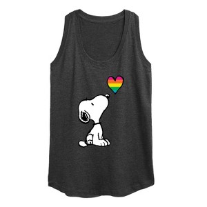 Women's - Peanuts - Snoopy Rainbow Heart Graphic Racerback Tank - 1 of 4