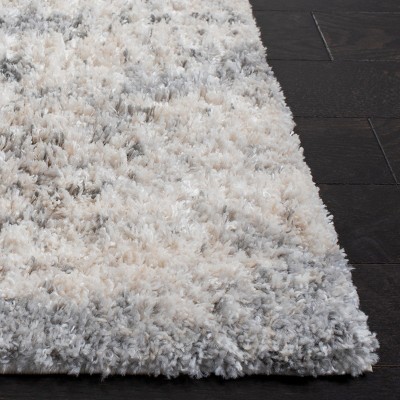 Ivory Shag Square Rug Hand-Knotted Easy Care Synthetic 59"