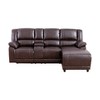 AndMakers 98 in. W Curved Arm 2-piece L Shaped Faux Leather Transitional Sectional Sofa in Brown with Storage - 3 of 4