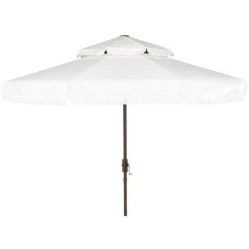 Milan Fringe 9Ft Double Top Crank Patio Outdoor Umbrella  - Safavieh