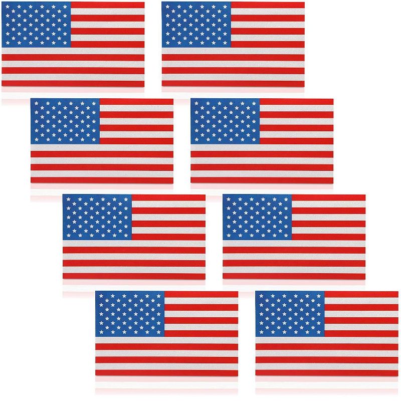 Juvale 8 Pack Patriotic American Flag Stickers, Reflective Car Decals for 4th of July & Memorial Day Decor 5 x 3 in, 2 of 4