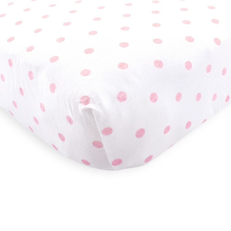 Luvable Friends Baby Girl Fitted Crib Sheet, Pink Chevron Dot, One Size, 3 of 5
