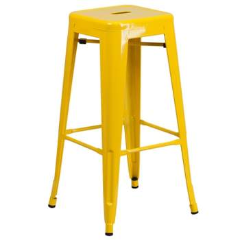 Flash Furniture Commercial Grade 30" High Backless Metal Indoor-Outdoor Barstool with Square Seat