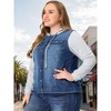 Agnes Orinda Women's Plus Size Denim Hood Layered Drawstring Fall Winter Button Pockets Jean Jackets - 3 of 4