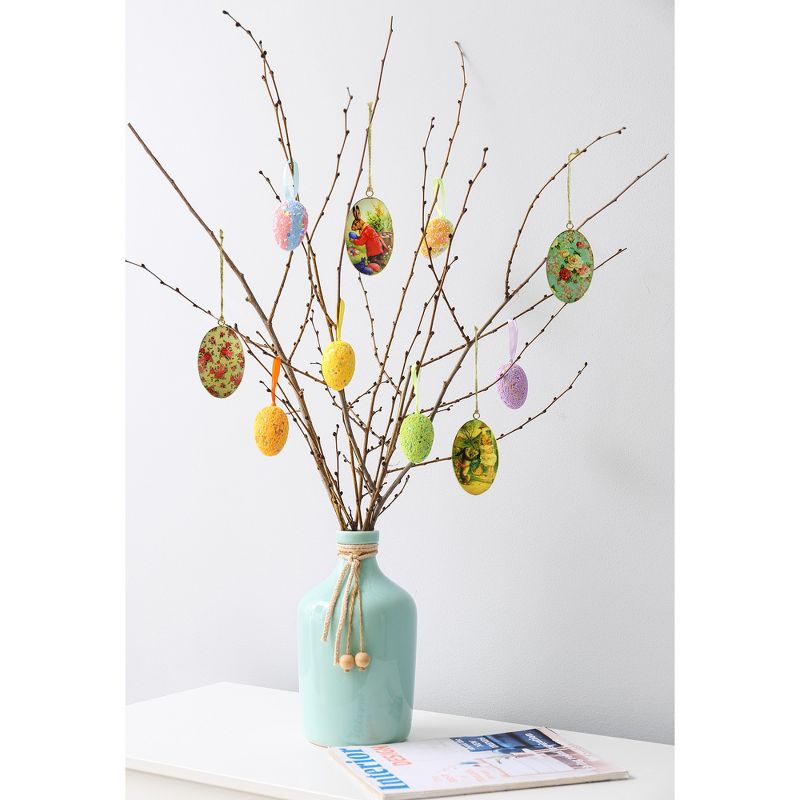 AuldHome Design Easter Decorations, 6pc Set; Classic Rabbit and Egg Themed Retro Easter Ornaments, 5 of 9