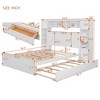 Queen Size Wooden Bed With All-in-One Cabinet Shelf and Sockets  Twin XL Trundle  White - 2 of 4