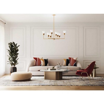 Pinellas Soft Gold 8-Light Chandelier with Opal Glass Shades