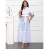 Women's Casual Mesh See Through Shirts Long Dresses with Belt V Neck Button Down Club Party Outfit - 3 of 4