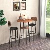 NicBex Dining Table Set for 2 Kitchen Table Bar Table Set Round Bar Stool Set with Shelf Upholstered Stool with Backrest for Dining Room, Rustic Brown - 2 of 4