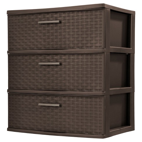 Sterilite Wide 3 Drawer Weave Tower Espresso Target