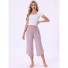 INSPIRE CHIC Women's Capri Lounge Yoga Summer Wide Leg with Pockets Workout Sweat Pajama Pants - 3 of 4
