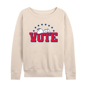 Women's - Peanuts - Vote Snoopy Lightweight French Terry Wide Neck Long Sleeve Shirt - 1 of 4