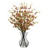 Nearly Natural Cherry Blossoms with Vase Arrangement, White - 2 of 4