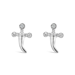 Haus of Brilliance Silver Diamond Accent Knife Earrings - 1 of 4