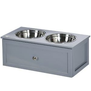 Elevated Dog Bowls with Storage, 2 Stainless Steel Bowls for Medium Dogs - 1 of 4