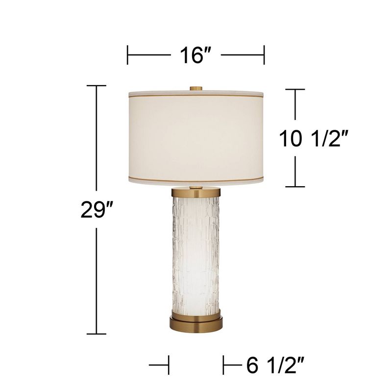 Possini Euro Design Eastlake 29" Tall Cylinder Modern End Table Lamp USB Port Night Light Clear Gold Glass Single White Shade Living Room Charging, 4 of 10