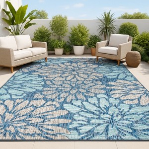 JONATHAN Y Zinnia Modern Floral Textured Weave Indoor/Outdoor Area Rug - 1 of 4