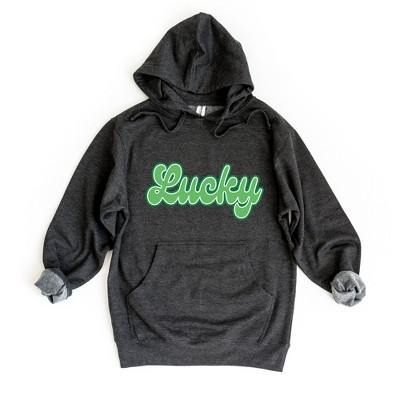 Simply Sage Market Women's Graphic Hoodie Green Lucky Cursive
