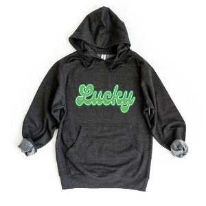 Simply Sage Market Women's Graphic Hoodie Green Lucky Cursive - 1 of 3