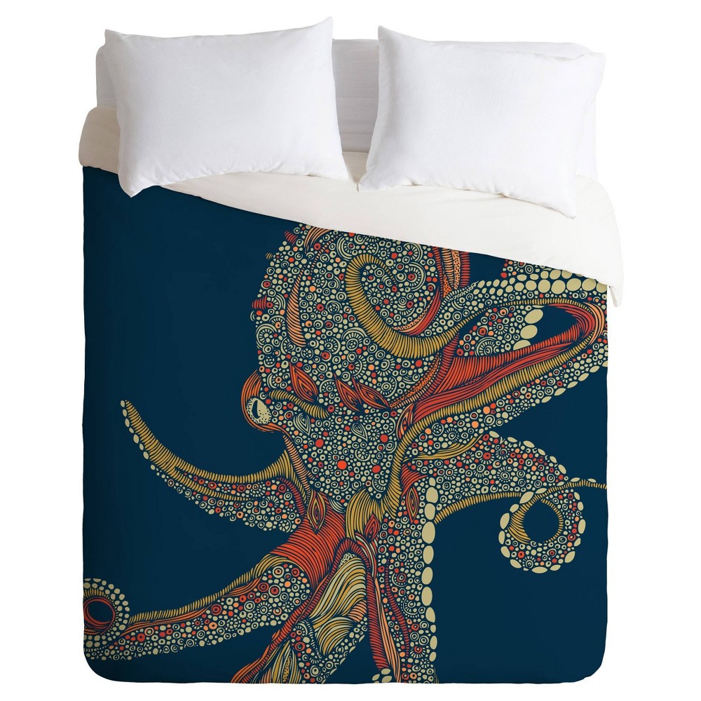 Photos - Bed Linen Queen Valentina Ramos Octopus Duvet Cover Set Blue - Deny Designs
