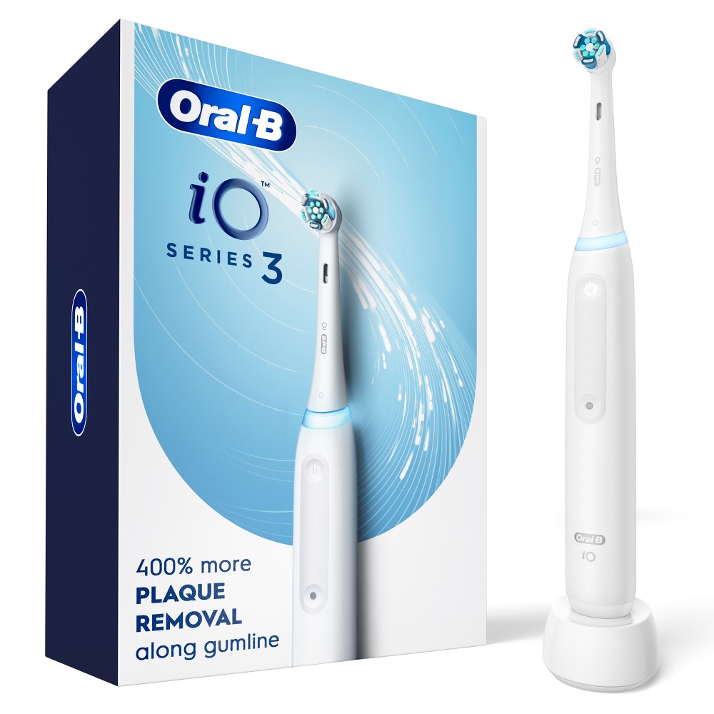 Oral-B iO Series 3 Electric Toothbrush with Timer Multiple Brush Modes and Brush Head - White