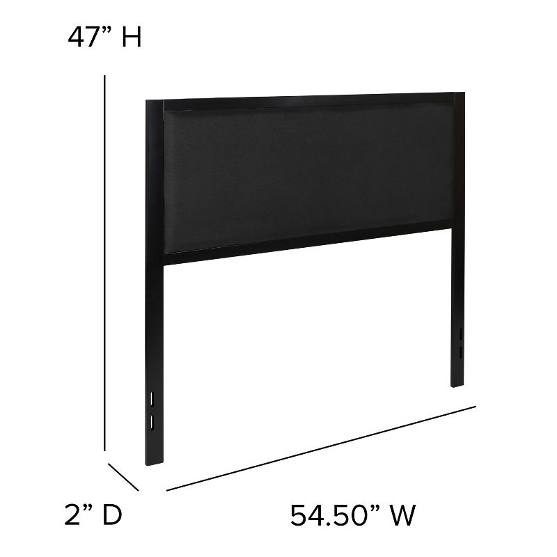 Emma and Oliver Full Size Metal Headboard - Black Fabric Upholstery Fits Standard Bed Frames, 6 of 12