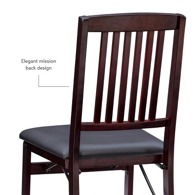 Espresso Finish Mission Back Faux Leather Folding Chair Set