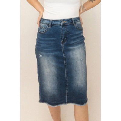 Women's Denim Midi Skirt - Mikarose