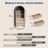 Acekool 70" Arched Display Cabinet - Pantry Storage with Lighting, 3 Drawers & Adjustable Shelf for Kitchen, Dining, Black Oak - 2 of 4