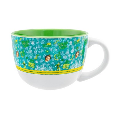 Silver Buffalo Elf Tossed Pattern Ceramic Soup Mug | Holds 20 Ounces