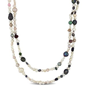 EVERLY JEWELRY | 3-9mm Multi Color Cultured Freshwater Pearl Multi-Strand Endless Layering Necklace, 72 inc - 1 of 4