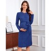 Clearlove Women's Maternity Dress Long Sleeve Rib Knit Pregnancy Dress with Belt - 2 of 4