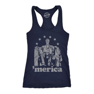 Womens Fitness Tank Abe Lincoln 'America Tanktop Funny 4th of July USA Patriotic Graphic Novelty Shirt - Crazy Dog Women's Tank Top - 1 of 4