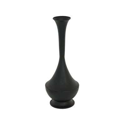 VIP Metal 16.5 in. Black Geometric Sculpted Vase