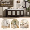 47.4" Rustic Upholstered Storage Bench with Adjustable Shelves and Rattan Doors for Entryway or Hallway -3irtyhousy - 3 of 4