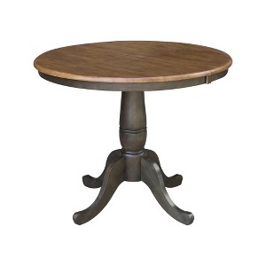 36" Kyle Round Top Table with Leaf Tan/Washed Coal - International Concepts - 1 of 4