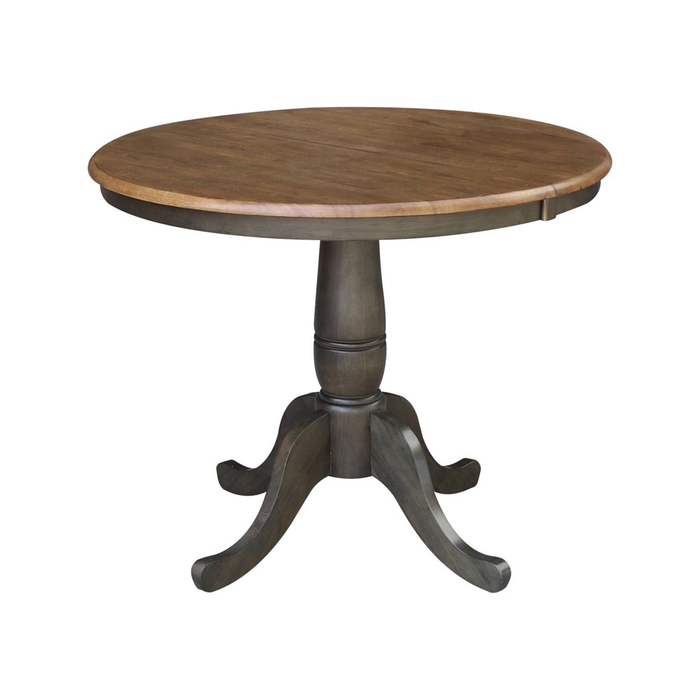 Photos - Dining Table 36" Kyle Round Top Extendable  with Drop Leaf Tan/Washed Coal