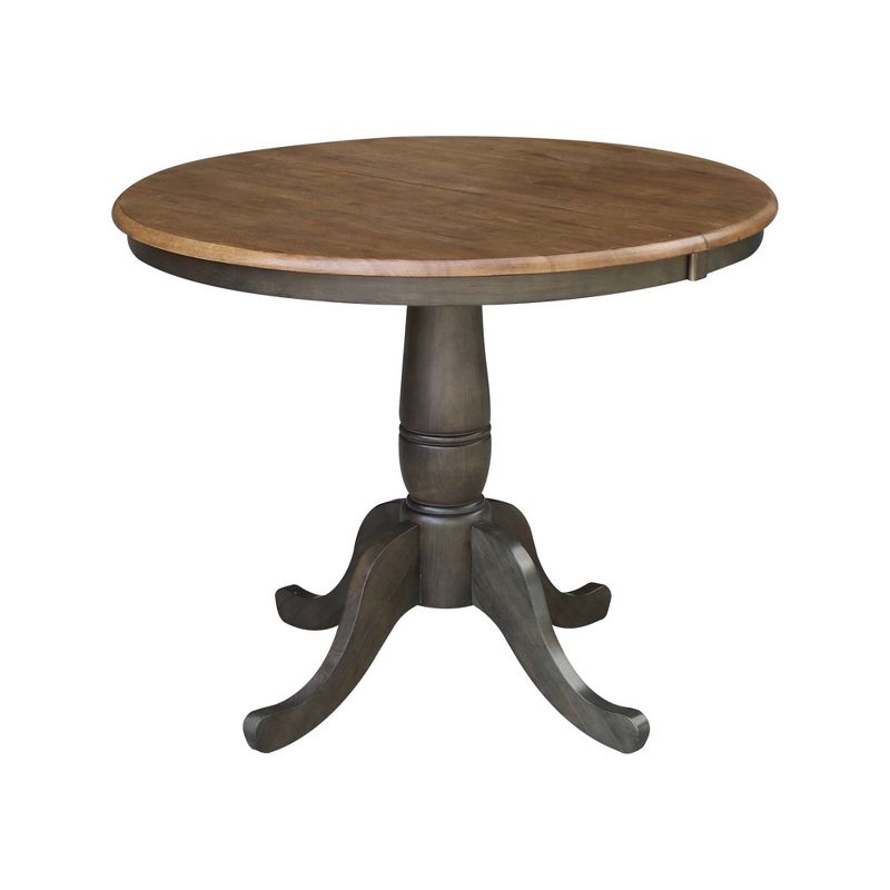 36" Kyle Round Top Table with Leaf Tan/Washed Coal - International Concepts, 1 of 12