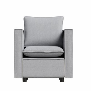 Lirago 25.2"W * 25.6"D * 30.7"H Modern Gray Linen Sofa Chair with Breathable Cushion-Compact Design for Bedroom/Reading Nook, Durable & Easy Assembly - 1 of 4