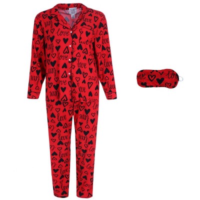 Mentally Exhausted Women's Love Button Down Long Sleeve Pajama Set