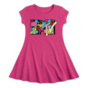 Girls' - MTV - Icon Collage Logo Fit & Flair Cap Sleeve Dress - 1 of 1