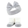 Hudson Baby Infant Girls Headband and Socks Giftset, Burgundy Gray, One Size - 4 of 4